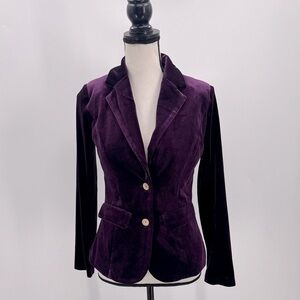 UEC Allegra K purple velvet blazer with gold buttons size XS